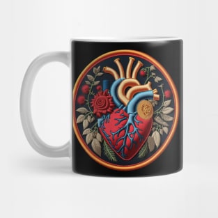 Gold & Blue Heart Embroidered Patch Mug